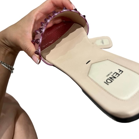 Fendi Metallic Pink Studded Sandals EU Size 36 - Picture 9 of 9